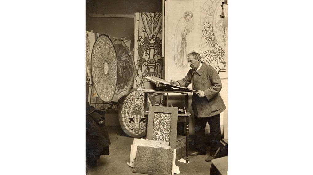 Anonyme, Jacques Gruber dans son atelier parisien, villa d'Alésia 